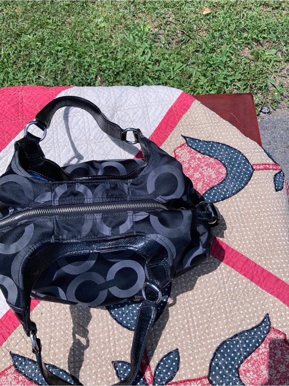Coach Black & Charcoal Signature Hobo Bag - Picture 7 of 12